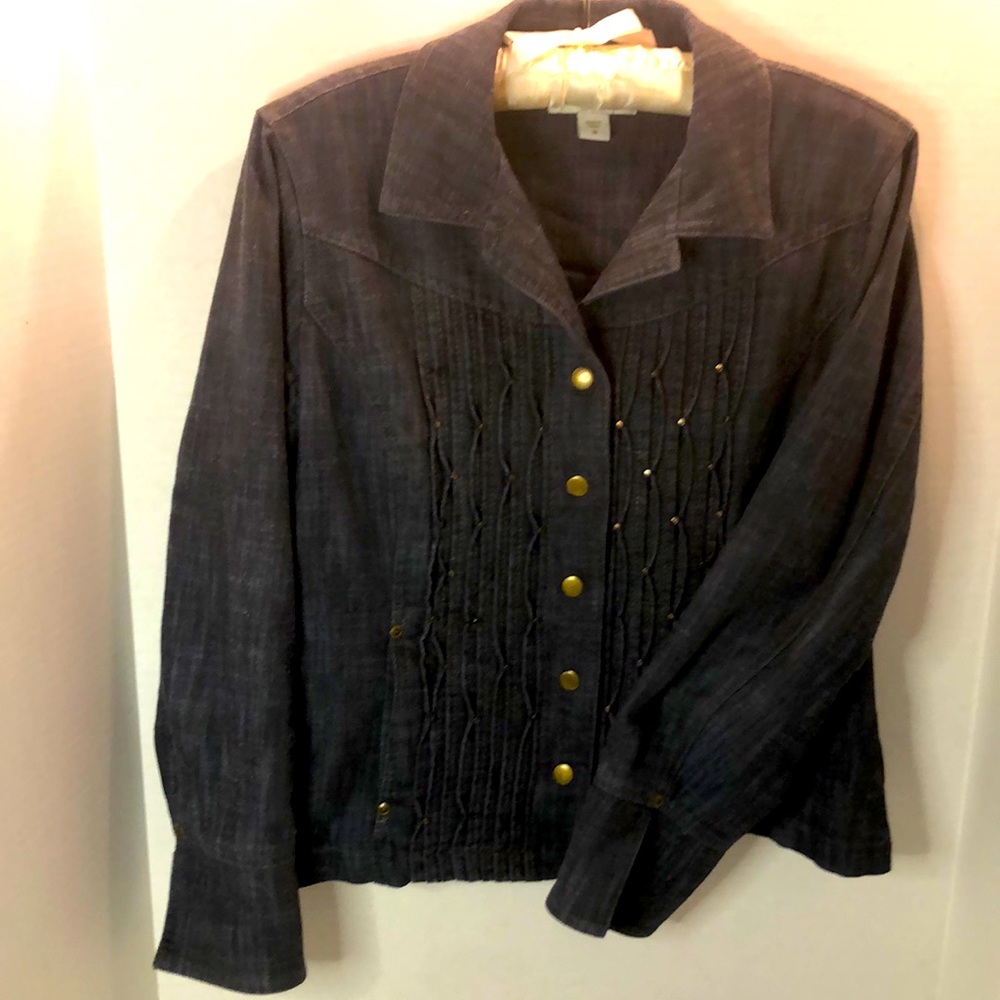 Coldwater Creek Classic Denim Women’s Pin Tuck Stud Pockets Jacket